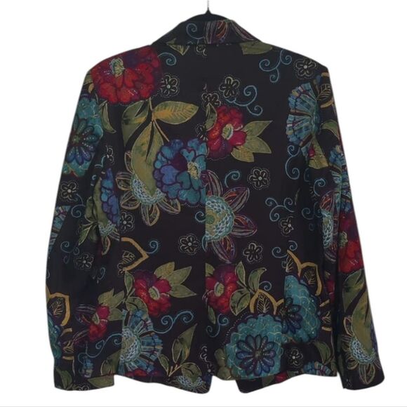 Chico's Vibrant Floral Blazer with Red and Blue Accents Size 1 M - Picture 2 of 8